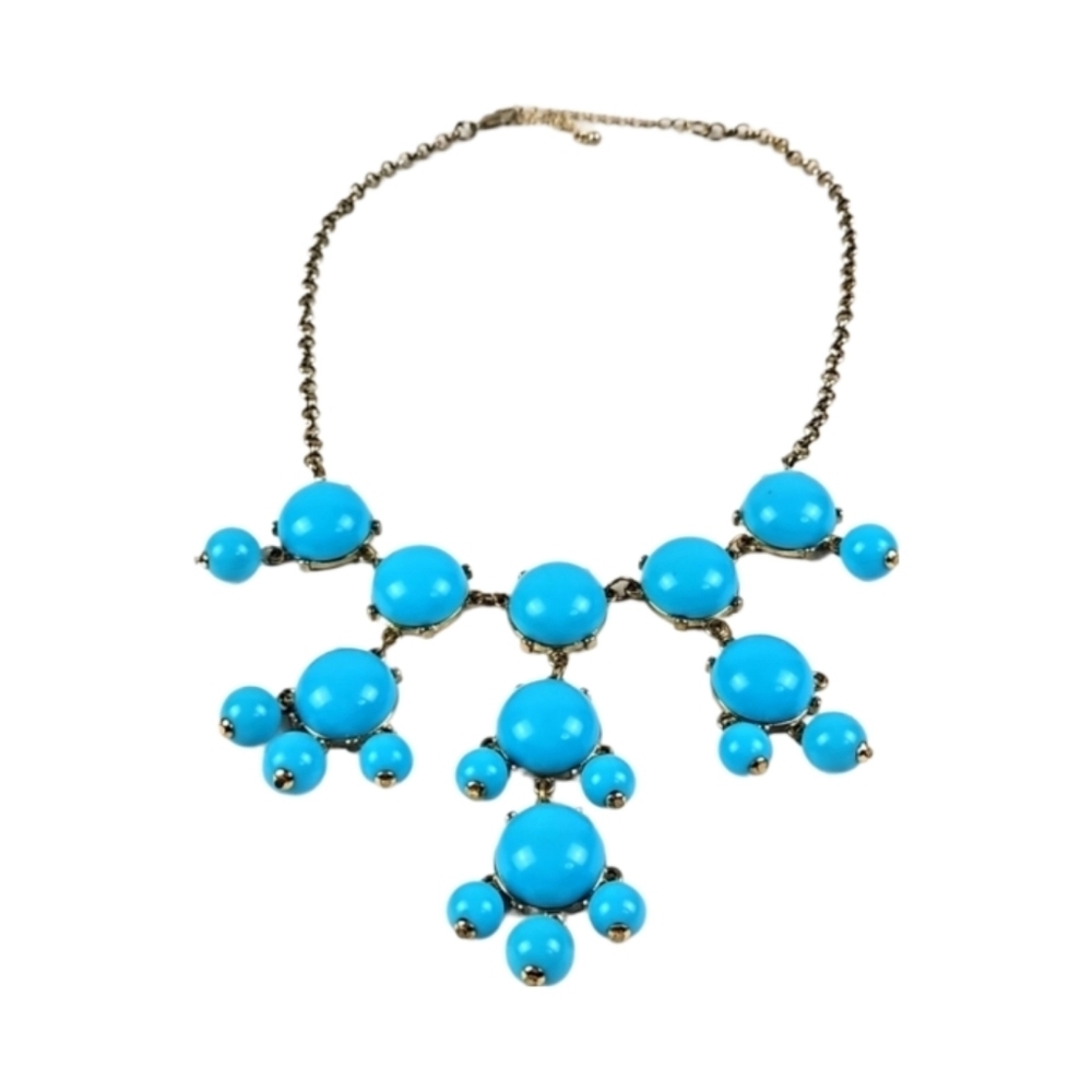 Y2K Vintage Turquoise Blue Bauble Necklace Chunky Statement Jewelry